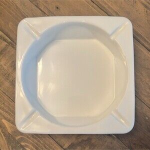 Vintage Westmoreland Glass Ashtray Paneled Grape Milk Glass White Square Floral